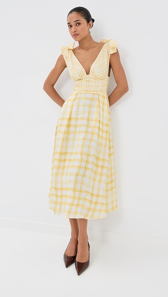 Bow Shoulder Dress - Yellow