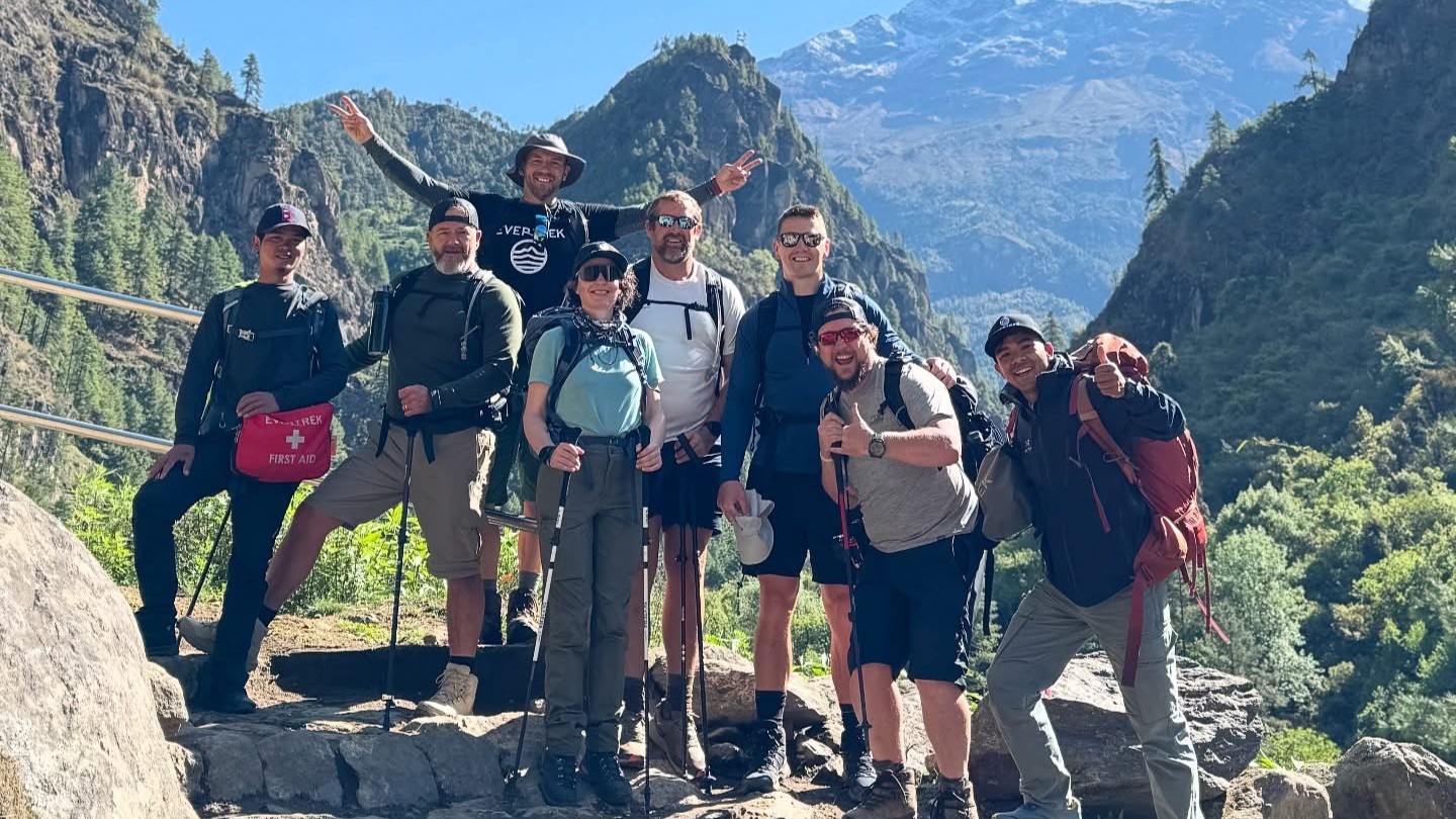 Julia Clarke and the EverTrek team on the trek to Base Camp