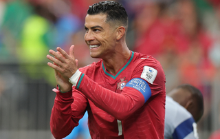 Cristiano Ronaldo #7 of Portugal reacts during the FIFA World Cup 2026 Group K match between Portugal and Congo DR at Houston Stadium on June 17, 2026 in Houston, Texas.