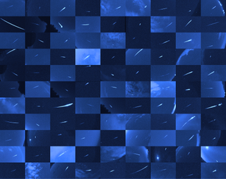 A meteor mosaic comprised of 99 images, using a blue filter, of the Eta Aquariids observed during the early morning hours from April 30 to May 8, 2013