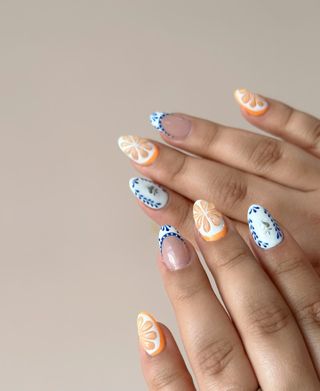 Orange nail art