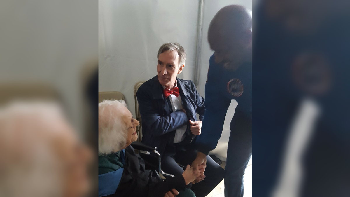 Nancy Grace Roman, Bill Nye, and Leland Melvin.