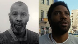 Denzel Washington in Apple TV+'s The Tragedy of Macbeth and John David Washington in Netflix's Beckett