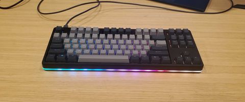 black and grey keyboard RGB lit