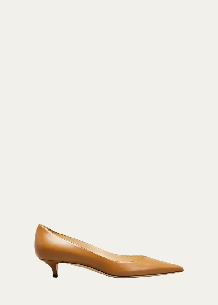 Jimmy Choo, Amelia Leather Kitten-Heel Pumps