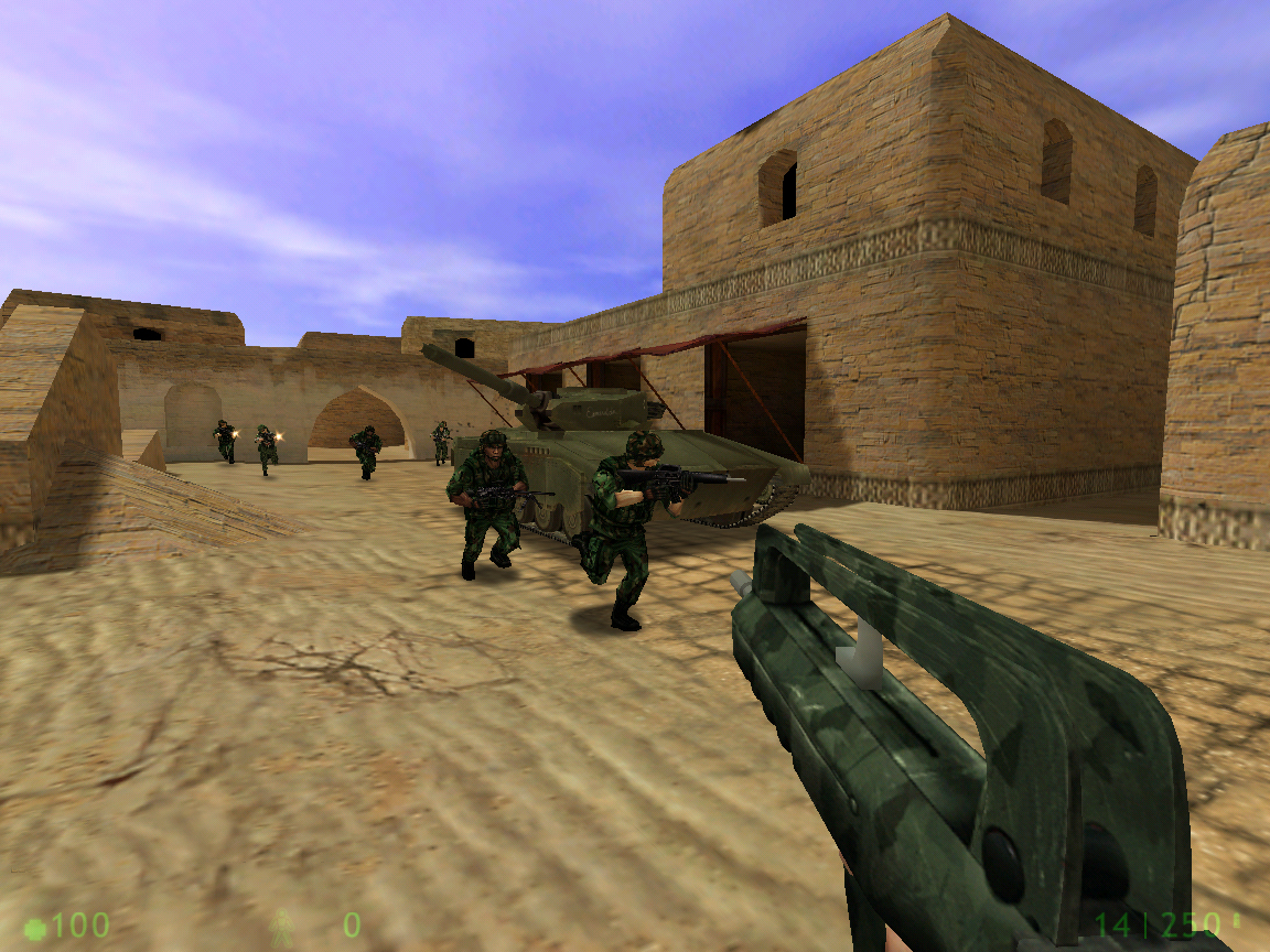 An old screenshot for Team Fortress 2, showing a far less cartoony game.