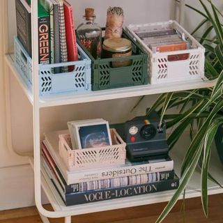 Urban Outfitters fun colored crate bedroom organization storage 