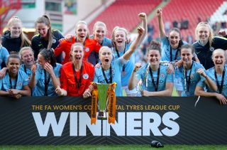 Houghton won the League Cup with City in February, and helped England claim the SheBeleives Cup this month (Richard Sellers/PA).