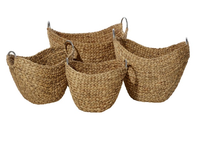 Wayfair, Highland Dunes 4 Piece Brown Seagrass Handmade Woven Storage Basket With Metal Handles Set & Reviews | Wayfair