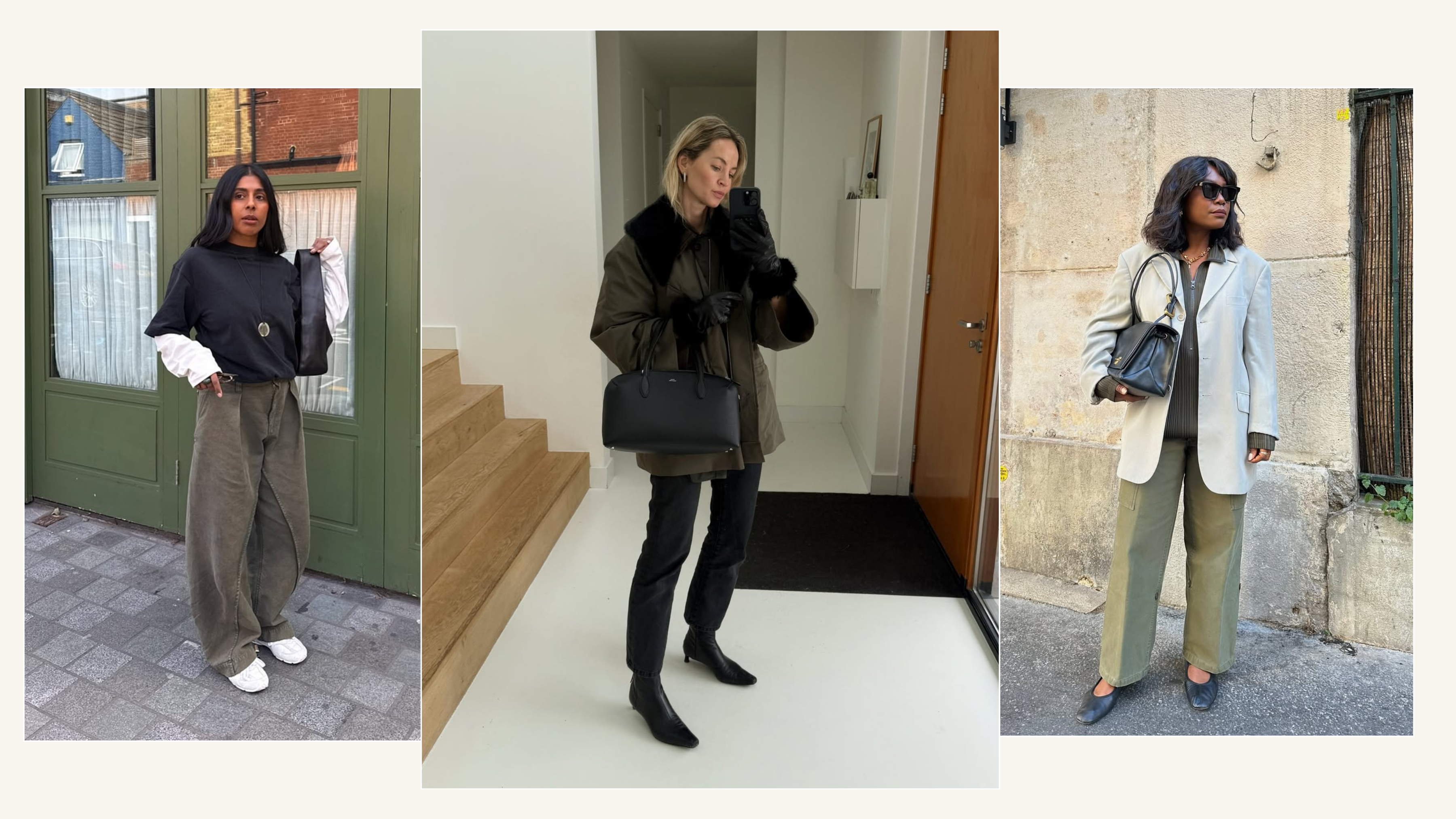Monikh, Anouk Yve and Franny Fyne wear khaki
