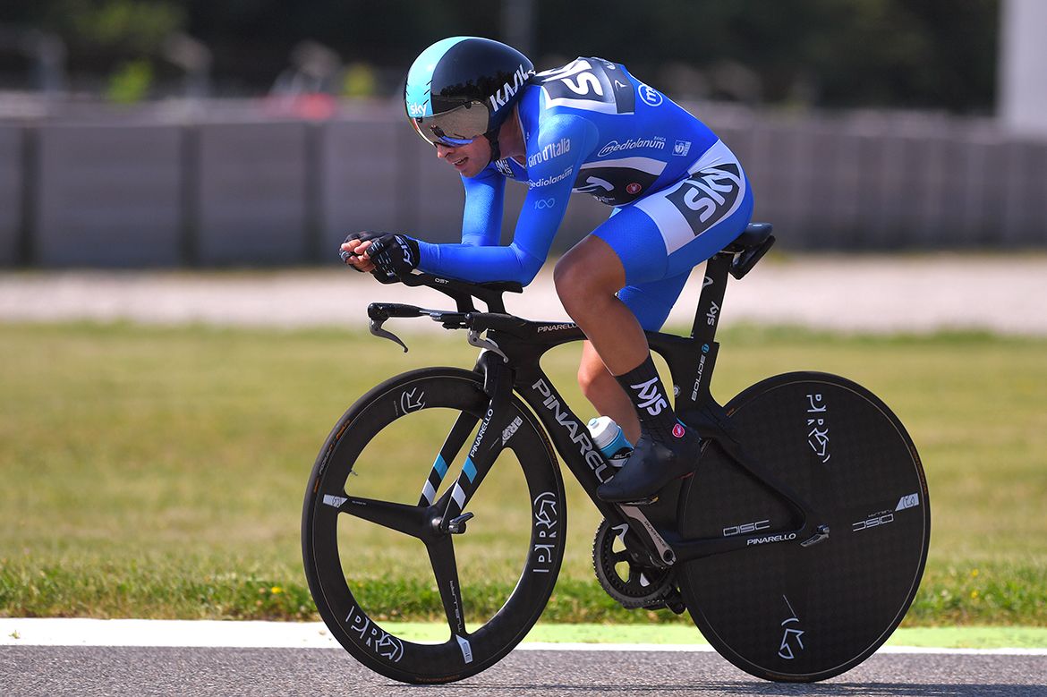 Mikel Landa closing out his Giro d'Italia in the mountains jersey