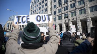 Protesters in front of ICE headquarters in Washington, D.C.