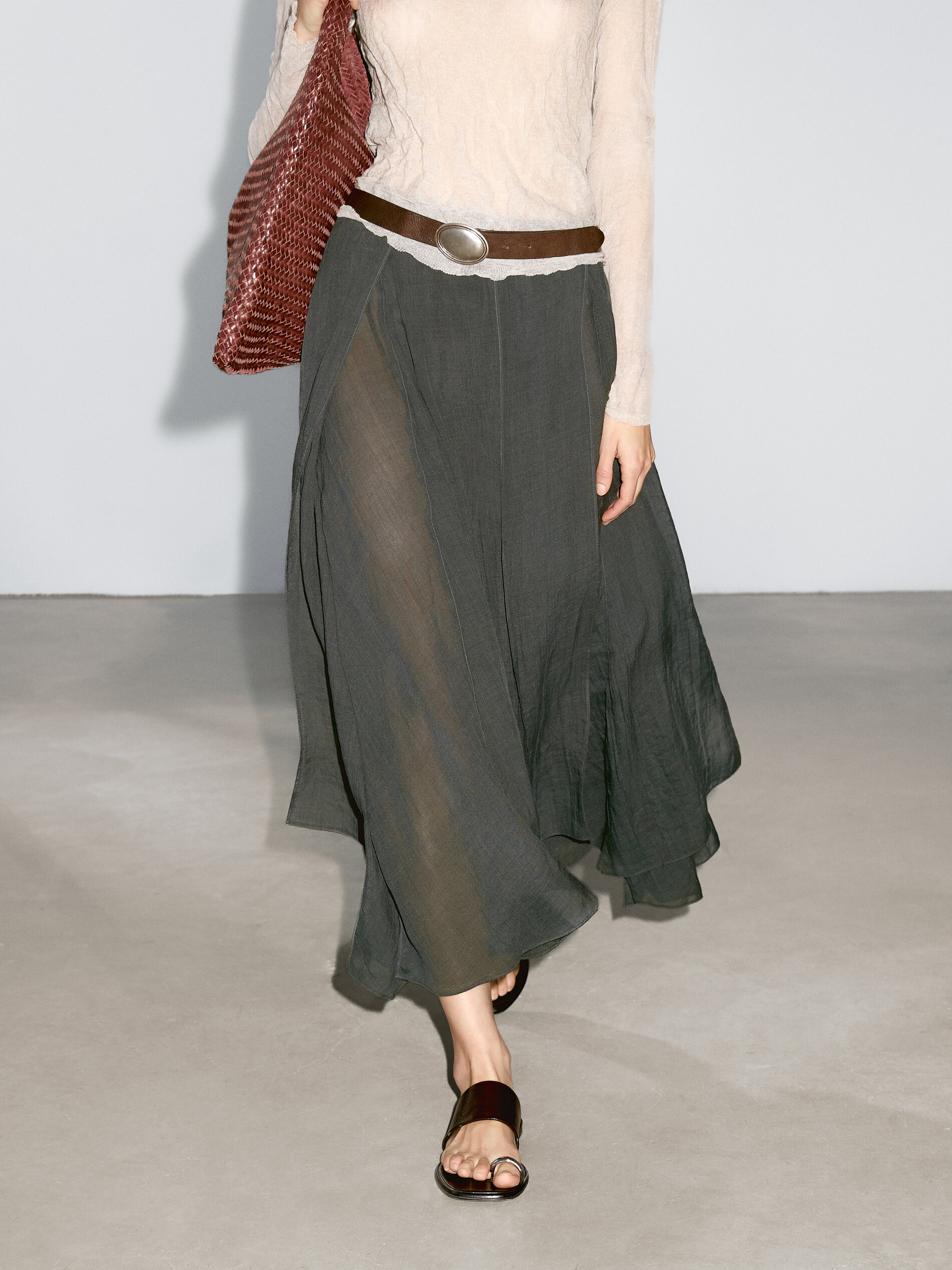 Long Flowing Skirt With Ruffles