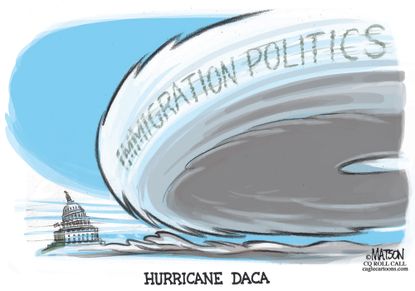 Political cartoon U.S. DACA hurricane Congress
