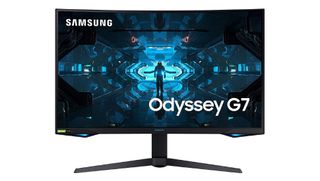SAMSUNG Odyssey G7 against a white background