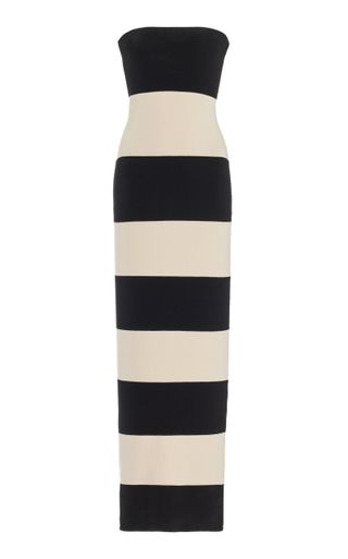 Posse Exclusive Theo Striped Jersey Strapless Maxi Dress