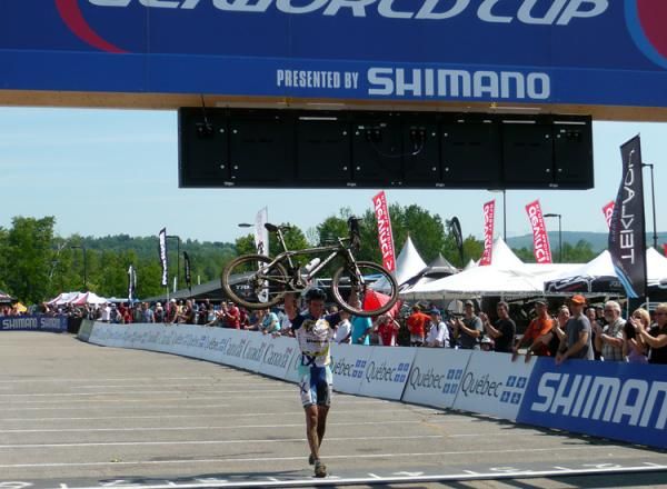 Gerhard Kerschbaumer (TX Active Bianchi) wins the U23 men's cross country in Mont-Sainte-Anne
