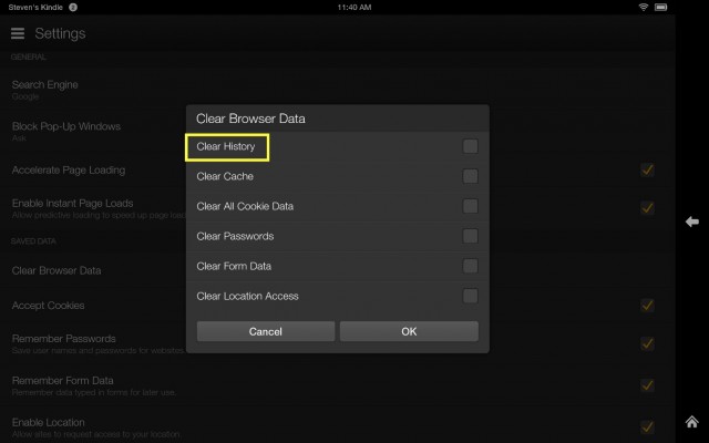 How to Delete Search History from the Kindle Fire HDX