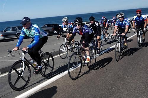 Eddie B and Rebecca Twigg lead the group down the California coast.