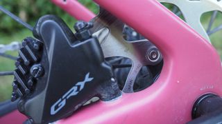 Close up of Shimano RX400 brakes on Canyon bike