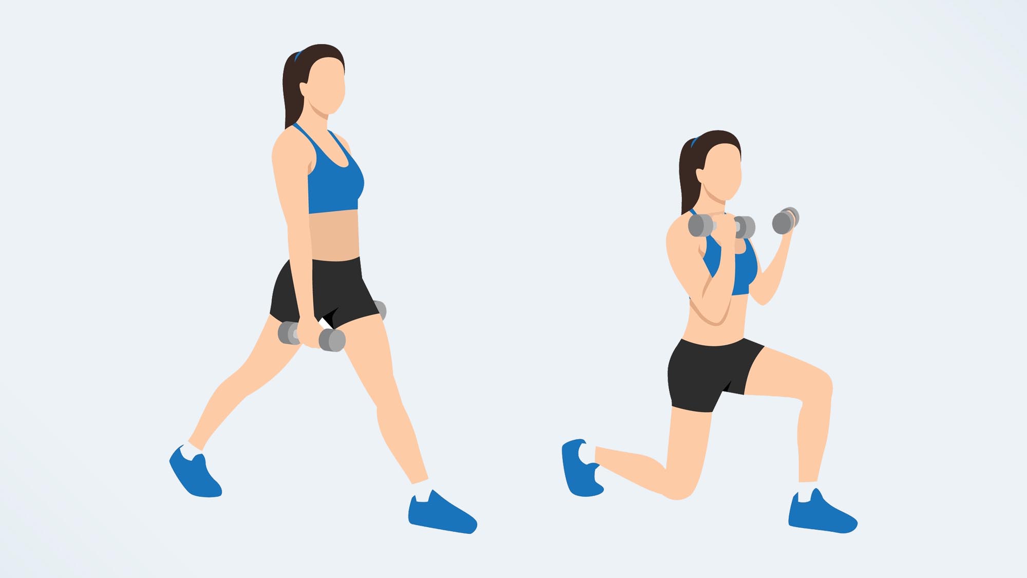 a lunge bicep curl exercise