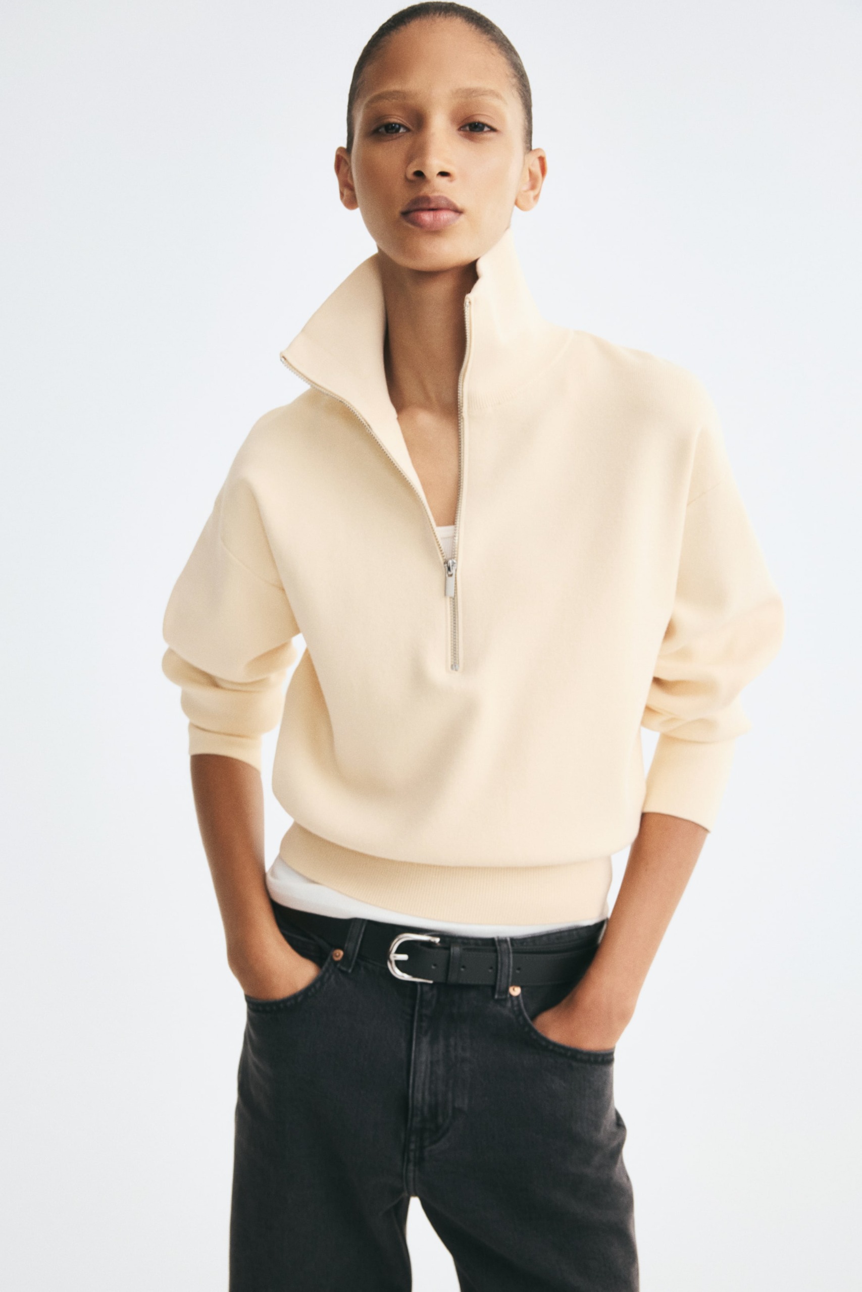 Fine-Knit Zip-Top Jumper