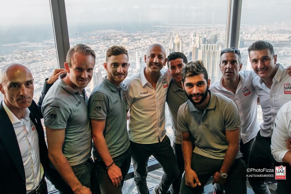 The riders and staff visited the Burj Khalifa skyscraper