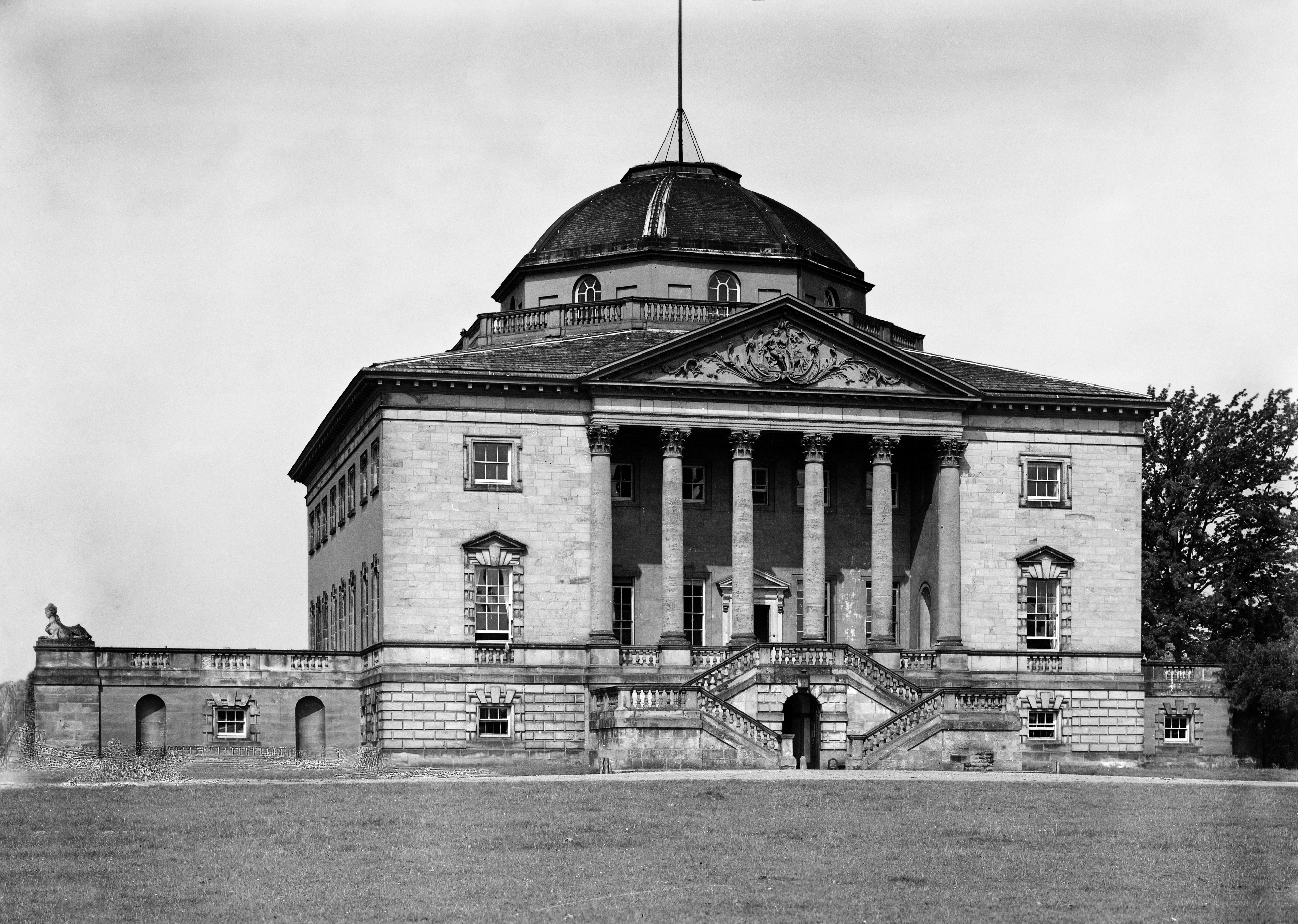 Black and white images of Palladian Nuthall Temple