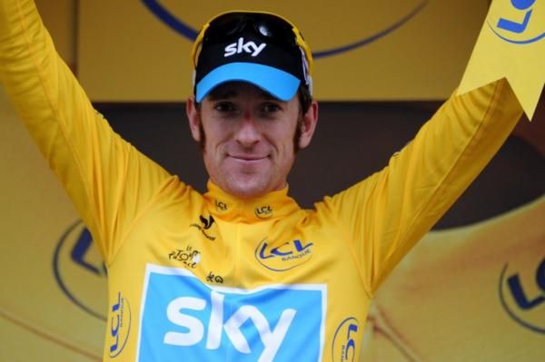 Bradley Wiggins (Sky) on the podium