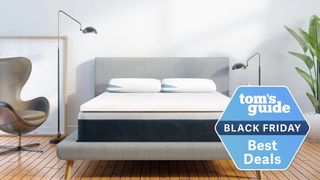 Bear Pro Mattress Topper shown on a white mattress with Black Friday bedding sale logo over the top