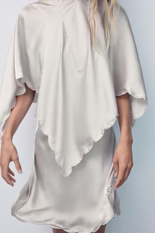 Embroidered Satin Effect Cape