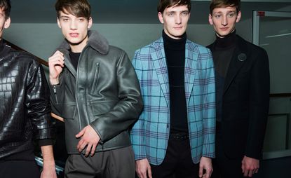 Males models wearing jackets from Hermes AW 15 collection