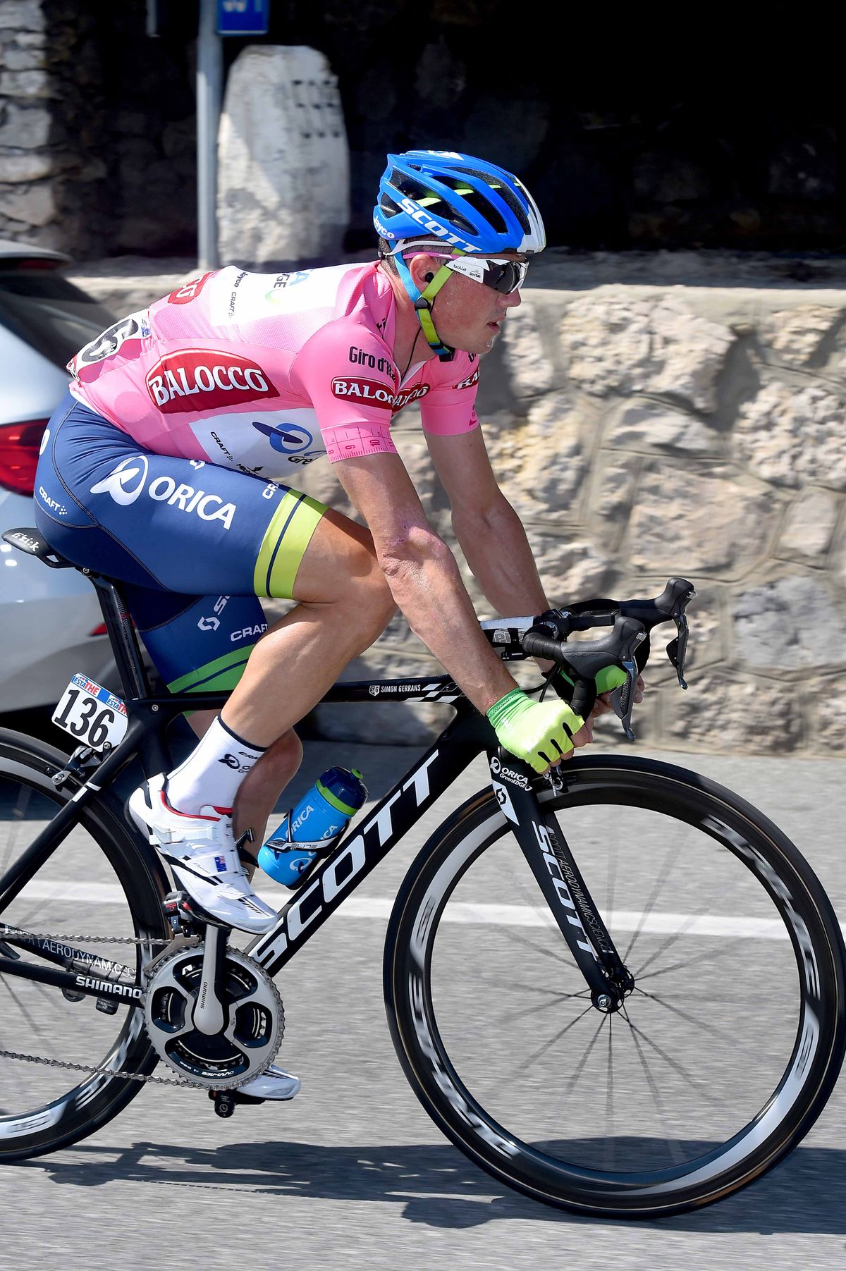 A first day in pink for Simon Gerrans (Orica-GreenEdge)