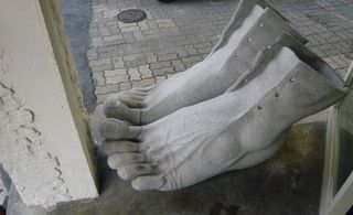 ﻿Very large feet outside the West 19th café in Samcheong-dong