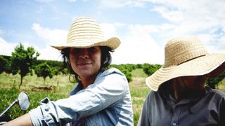 Human, Hat, Cloud, Headgear, People in nature, Sun hat, Rural area, Farm, Agriculture, Motorcycling,