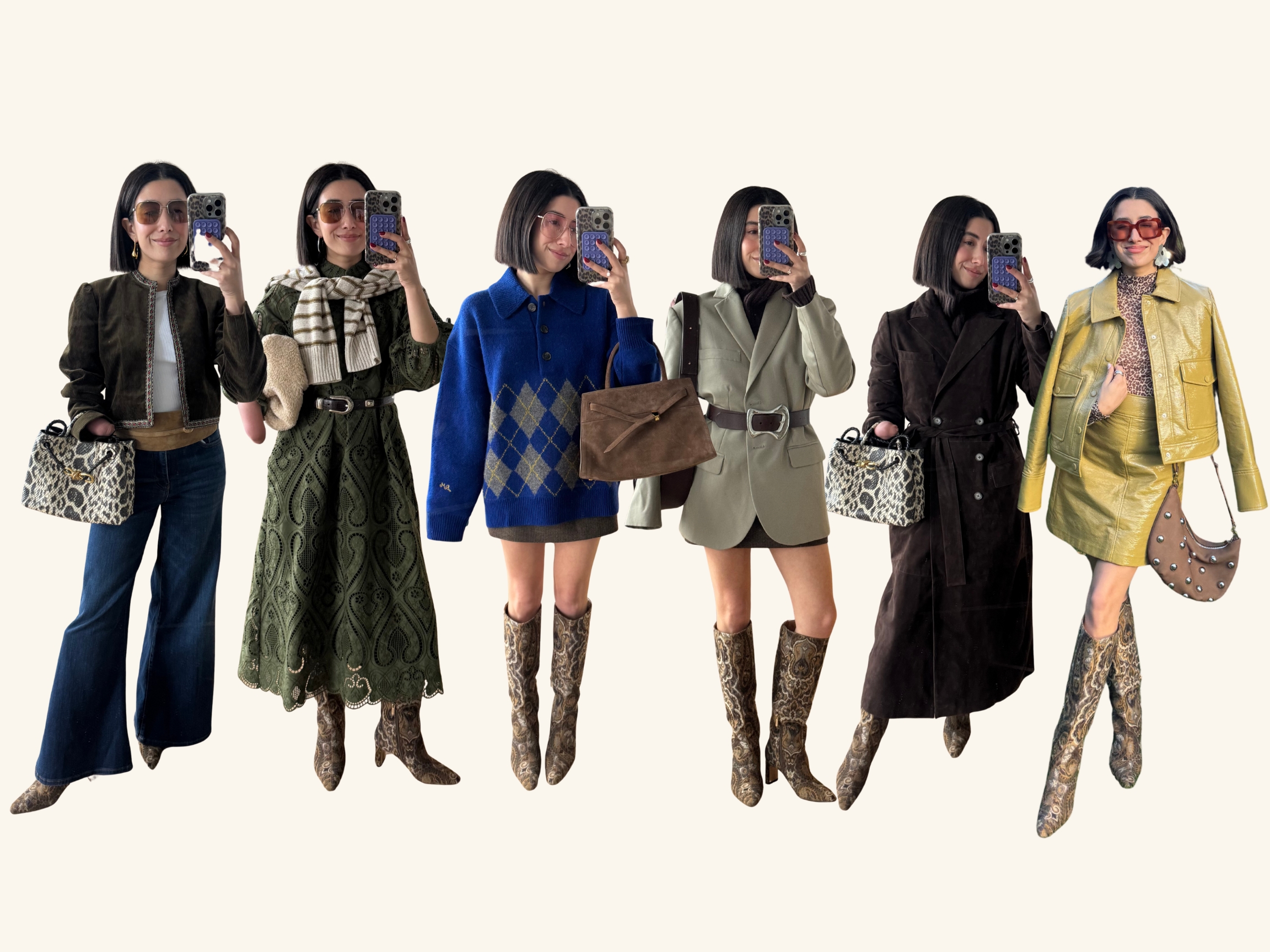 April Lockhart wearing her favorite Sam Edelman statement boots in several fall outfits