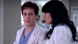George O'Malley looks awkward with Callie Torres on Grey's Anatomy.