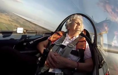 Watch this centenarian celebrate her birthday with a loop-the-loop plane stunt