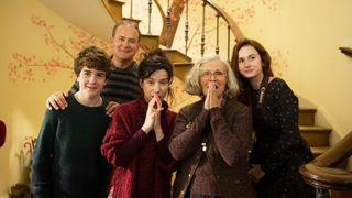 Hugh Bonneville, Julie Walters, Sally Hawkins, Madeleine Harris, and Samuel Joslin in "Paddington 2"