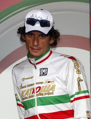 Filippo Pozzato (Katusha) waits to step on to the podium