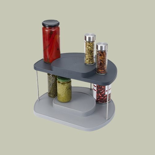 Cupboardstore&amp;trade; 2-Tier Grey Rotating Organiser