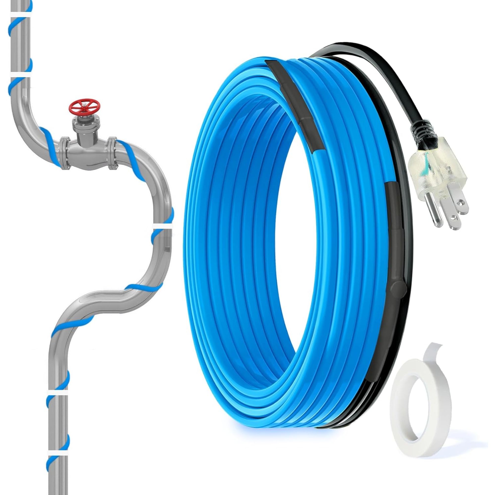 Maxkosko 6 Ft. 120 V Heat Tape for Water Pipes, Self-Regulating Heating Cable for Metal and Plastic Pipes