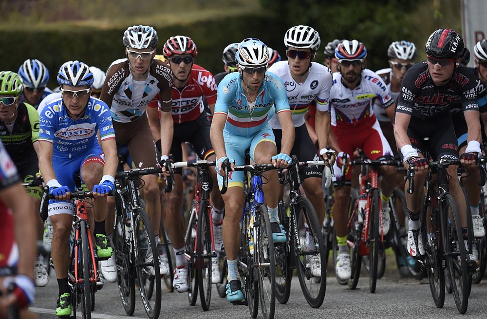 Vincenzo Nibali (Astana) leads the group