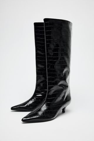 Mock Croc Kitten Heel Boot