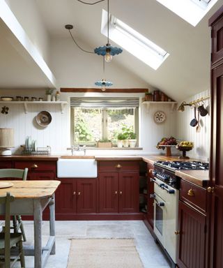 burgundy country kitchen