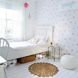 girls bedroom white bedroom with floral wallpaper