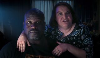 Hubie Halloween Shaq and Betsy Sodaro listening with excitement