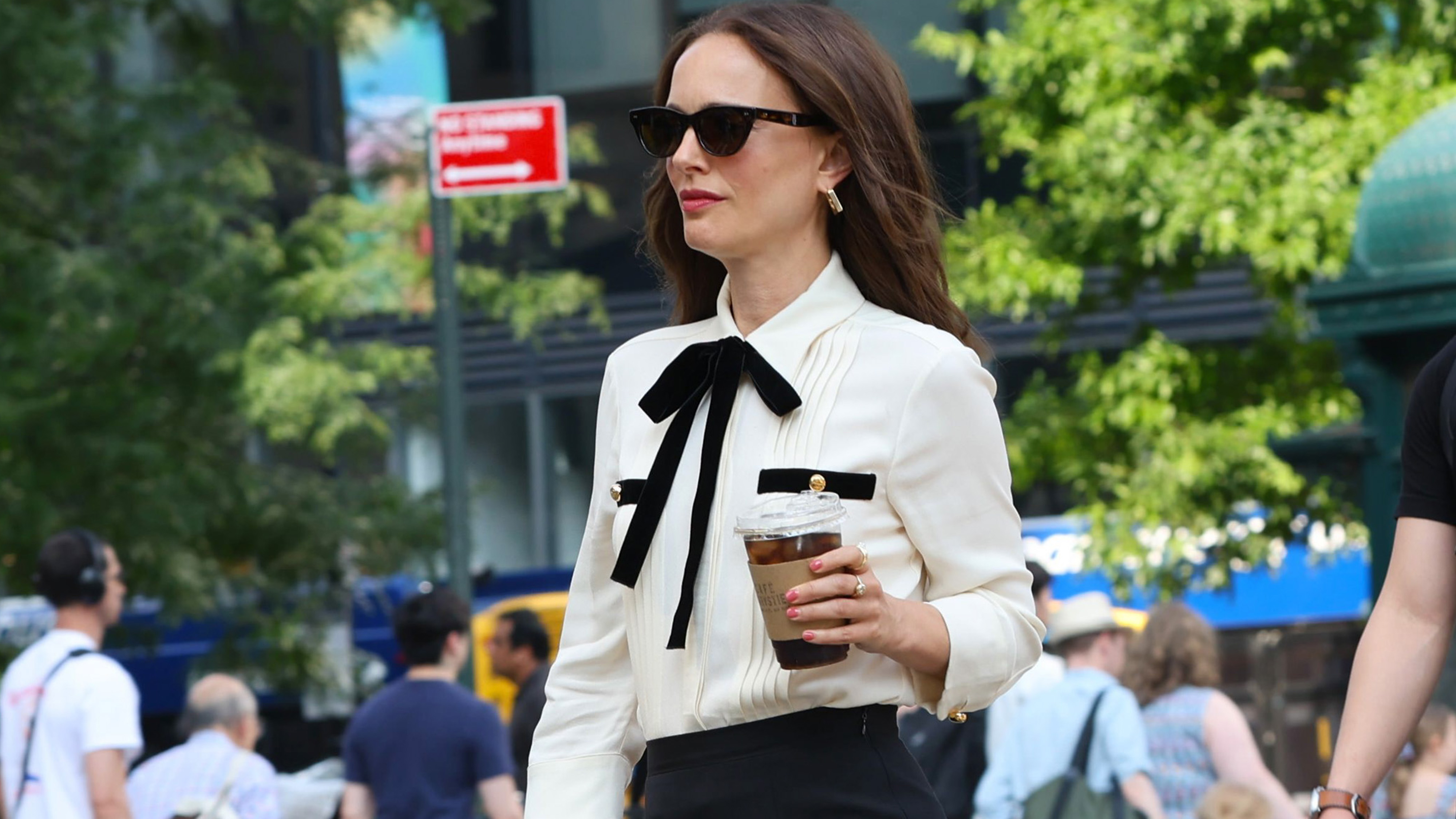 NEW YORK, NY - JULY 21: Natalie Portman is seen on the set of "Good Sex" on July 21, 2025 in New York City.