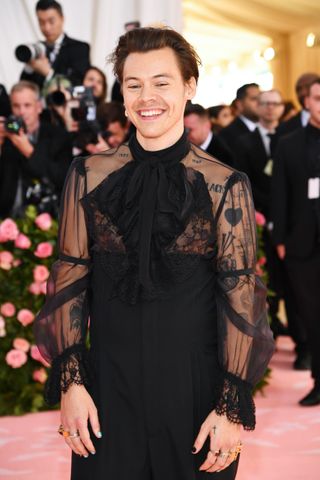 Harry Styles attends The 2019 Met Gala Celebrating Camp: Notes on Fashion at Metropolitan Museum of Art on May 06, 2019 in New York City