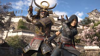 Yasuke and Naoe prepare for battle, standing side by side in a combat stance